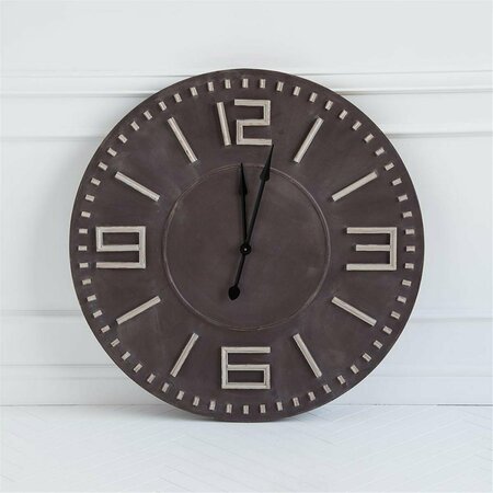 HOMEROOTS 42 in. Oversize Round Industrial Style Wall Clock with Bold Block Numbers & Black Hands Brown 376229